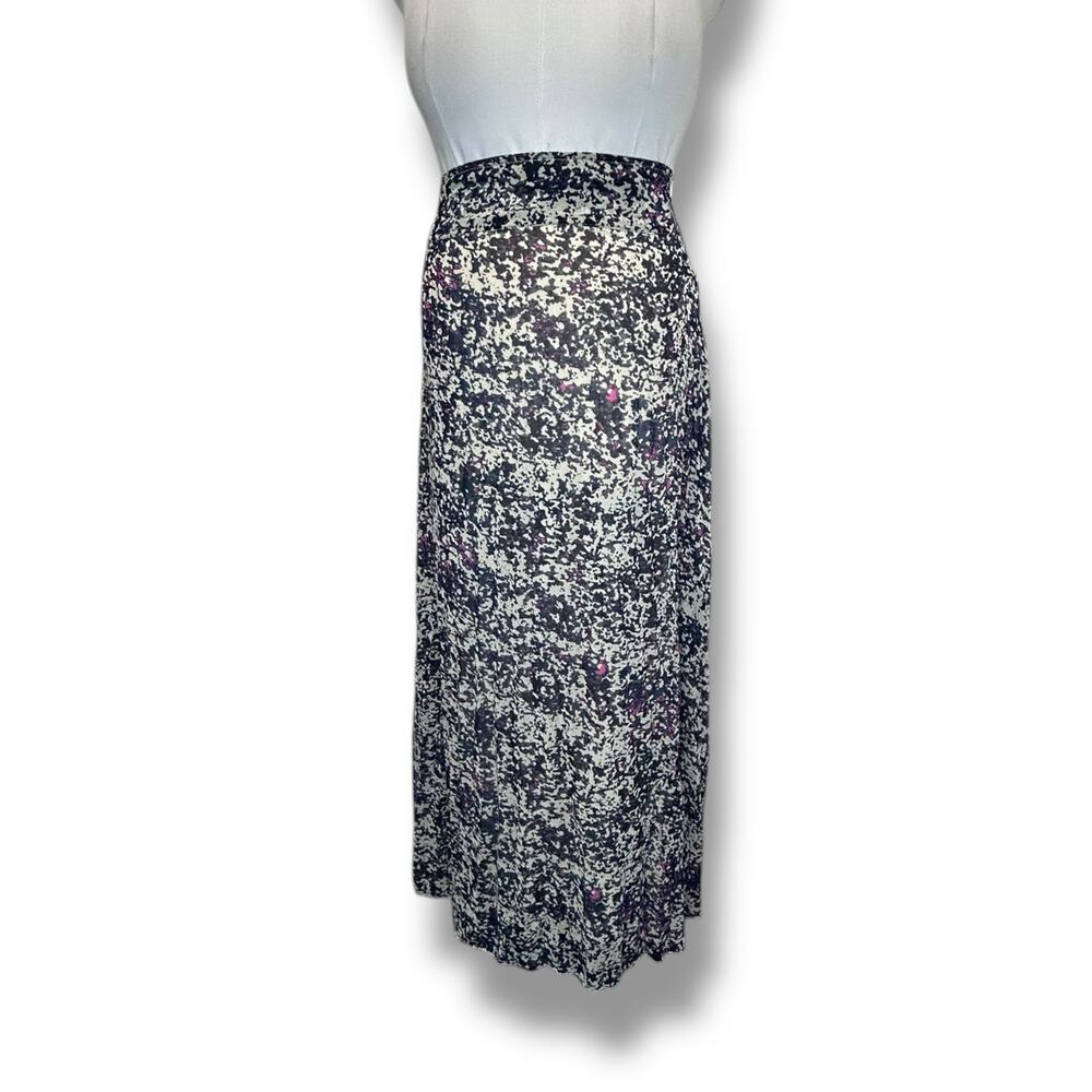 L’affaire Women’s High Waist A-Line Maxi Skirt VTG 90s Abstract Ditsy Beige S